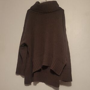 Terra & Sky Chocolate Brown Cowl Neck Sweater Please Be Aware Hole View Pic